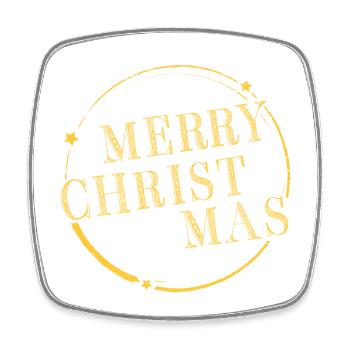 Merry Christmas Typo in a round Circle - Viereckiger Kühlschrankmagnet - Weiß - Vorne