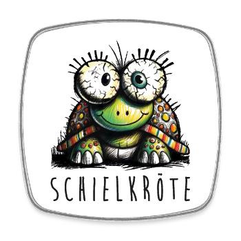 schielkröte schildkröte wortspiel - Viereckiger Kühlschrankmagnet - Weiß - Vorne