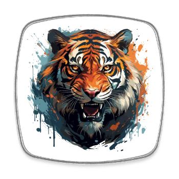 Bengal Tiger – King Tiger Face Zoo - Square fridge magnet - white - Front