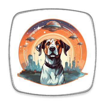 Dog with UFOs Dog Lovers Dogs - Square fridge magnet - white - Front