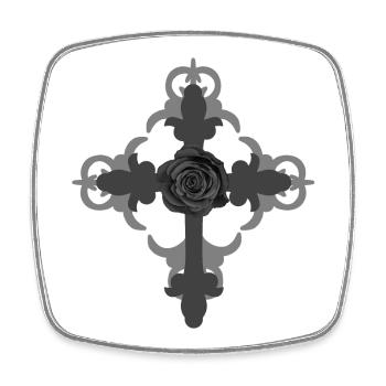 kreuze, Rosenblüte, ranken, gothic motiv - Viereckiger Kühlschrankmagnet - Weiß - Vorne