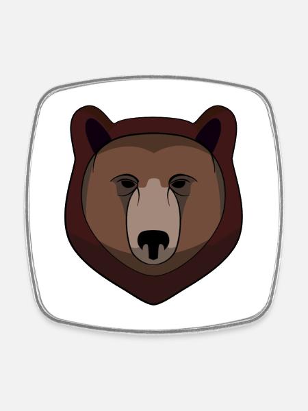 Bear - Bear Head - Logo - Square fridge magnet - white