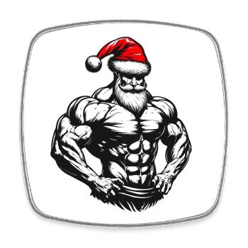 Père Noël Musclé | Débardeur Festif Gym - Magnet carré - blanc - Devant
