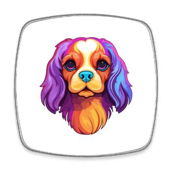 Épagneul jouet anglais race de chien dessin animé Kawaii Illus - Magnet carré - blanc - Devant