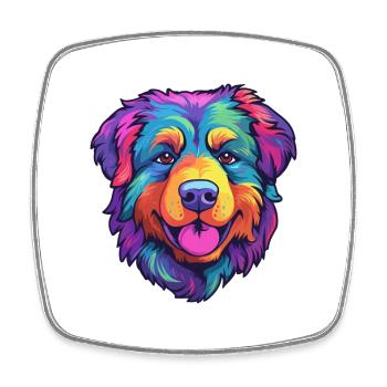 Estrela Mountain Dog Breed Cartoon Kawaii Illustra - Square fridge magnet - white - Front