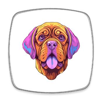 Französische Bordeaux Mastiff Hunderasse Cartoon Kawaii I - Viereckiger Kühlschrankmagnet - Weiß - Vorne