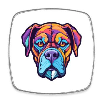 German Boxer Dog Breed Cartoon Kawaii Illustration - Square fridge magnet - white - Front