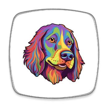 Deutsch Langhaar Vorstehhund Rasse Cartoon Kawaii - Viereckiger Kühlschrankmagnet - Weiß - Vorne