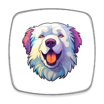 Grande race de chien des Pyrénées Cartoon Kawaii Illustrati - Magnet carré - blanc - Devant