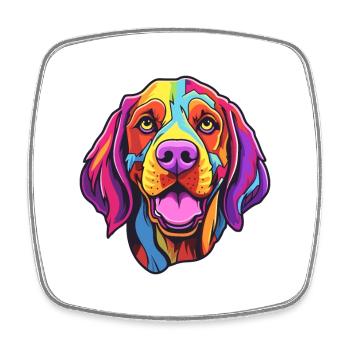 French Gascony Pointer Dog Breed Cartoon Kawaii Il - Square fridge magnet - white - Front