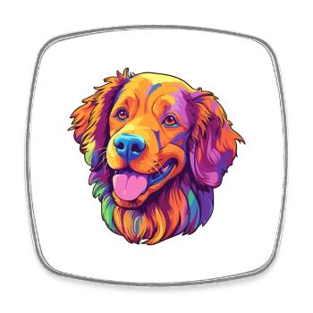 Hovawart chien race dessin animé Kawaii Illustration - Magnet carré - blanc - Devant