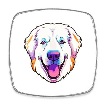 Kuvasz Hunderasse Karikatur Kawaii Illustration - Viereckiger Kühlschrankmagnet - Weiß - Vorne