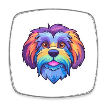 Lowchen Kleiner Löwe Hunderasse Cartoon Kawaii Illus - Viereckiger Kühlschrankmagnet - Weiß - Vorne