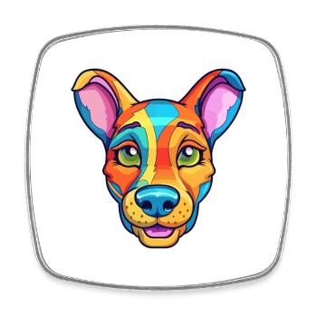 Kangaroo Dog Breed Cartoon Kawaii Illustration - Square fridge magnet - white - Front