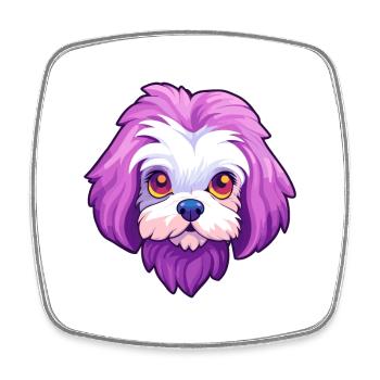 Malteser Hund Rasse Cartoon Kawaii Illustration - Viereckiger Kühlschrankmagnet - Weiß - Vorne