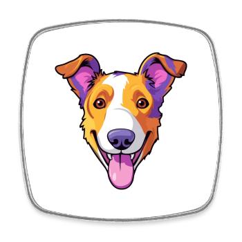 Miniature Fox Terrier chien race dessin animé Kawaii malade - Magnet carré - blanc - Devant