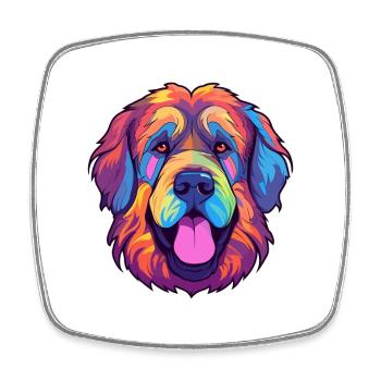 Leonberger Dog Breed Cartoon Kawaii Illustration - Square fridge magnet - white - Front