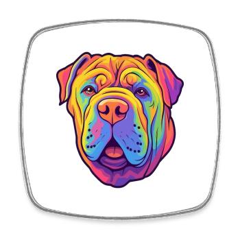 Miniatur Shar Pei Hunderasse Karikatur Kawaii Illust - Viereckiger Kühlschrankmagnet - Weiß - Vorne