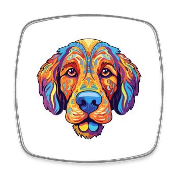 Moskauer Wachhund Rasse Cartoon Kawaii Illustrat - Viereckiger Kühlschrankmagnet - Weiß - Vorne