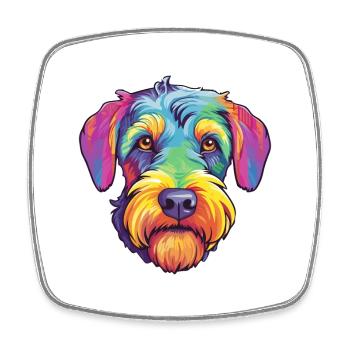 Mittelschnauzer Hunderasse Cartoon Kawaii Illustrat - Viereckiger Kühlschrankmagnet - Weiß - Vorne