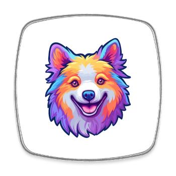 Nordique Spitz chien race Cartoon Kawaii Illustration - Magnet carré - blanc - Devant