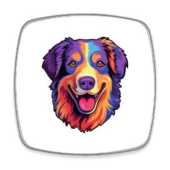 North American Shepherd Dog Breed Cartoon Kawaii I - Square fridge magnet - white - Front