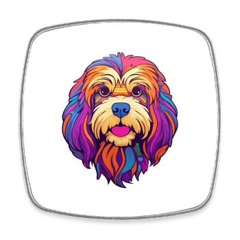 Lhasa Apso Hunderasse Cartoon Kawaii Illustration - Viereckiger Kühlschrankmagnet - Weiß - Vorne