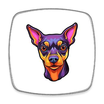Miniatur Pinscher Hunderasse Cartoon Kawaii Illust - Viereckiger Kühlschrankmagnet - Weiß - Vorne