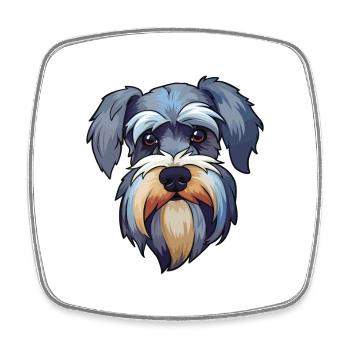 Miniatur Schnauzer Hunderasse Cartoon Kawaii Abbus - Viereckiger Kühlschrankmagnet - Weiß - Vorne