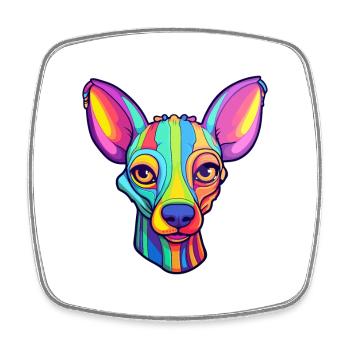 Mexican Hairless Dog Breed Cartoon Kawaii Illustra - Square fridge magnet - white - Front