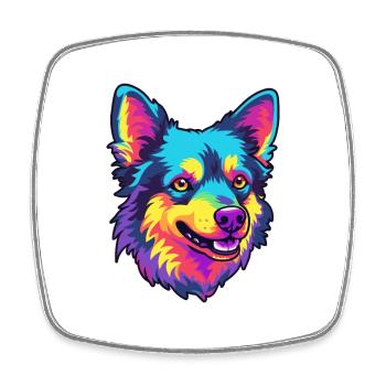 Mudi chien race dessin animé Kawaii Illustration - Magnet carré - blanc - Devant