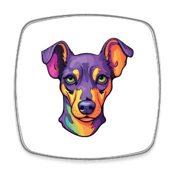 Manchester Terrier chien race dessin animé kawaii illust - Magnet carré - blanc - Devant