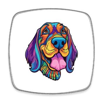 Majestic Tree Hound Dog Breed Cartoon Kawaii Illus - Square fridge magnet - white - Front
