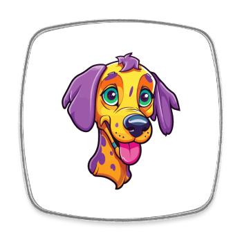 Leopard Cur Hund Rasse Cartoon Kawaii Illustration - Viereckiger Kühlschrankmagnet - Weiß - Vorne