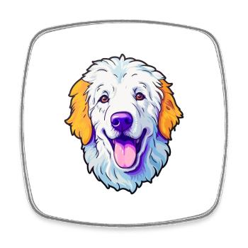 Kuvasz Hungarian Dog Breed Cartoon Kawaii Illustra - Square fridge magnet - white - Front