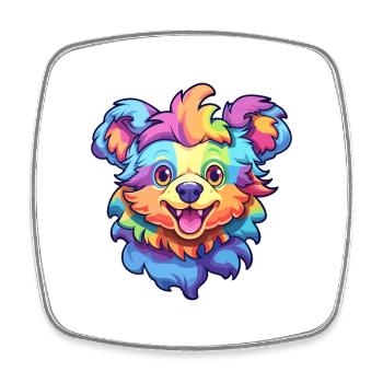 Hokkaido Dog Breed Cartoon Kawaii Illustration - Square fridge magnet - white - Front
