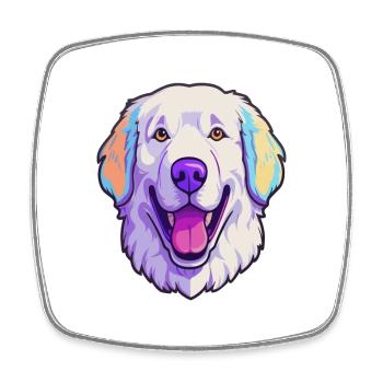 Hungarian Kuvasz Dog Breed Cartoon Kawaii Illustra - Square fridge magnet - white - Front