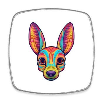 Hase indische Hunderasse Cartoon Kawaii Illustration - Viereckiger Kühlschrankmagnet - Weiß - Vorne
