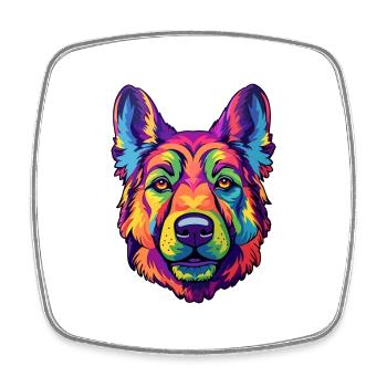 Garafian Shepherd Dog Breed Cartoon Kawaii Illustr - Square fridge magnet - white - Front