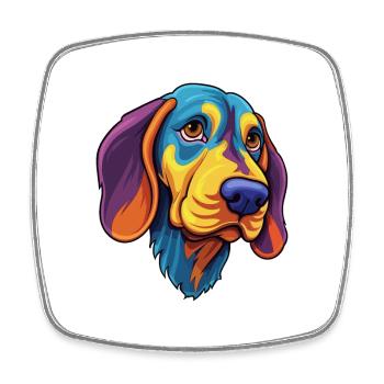 Français Tricolor Hound chien race dessin animé Kawaii Ill - Magnet carré - blanc - Devant