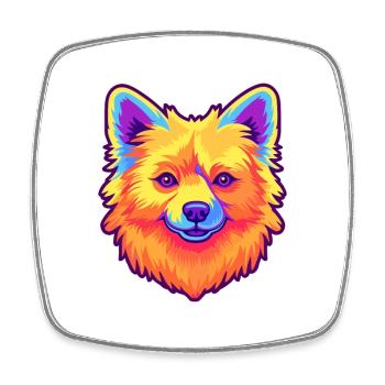 German Spitz Dog Breed Cartoon Kawaii Illustration - Square fridge magnet - white - Front