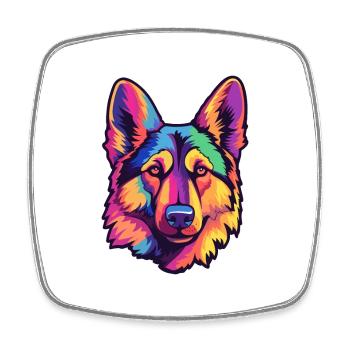 German Shepherd Dog Breed Cartoon Kawaii Illustrat - Square fridge magnet - white - Front