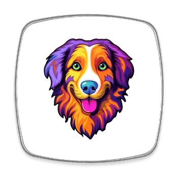 English Shepherd Dog Breed Cartoon Kawaii Illustra - Square fridge magnet - white - Front