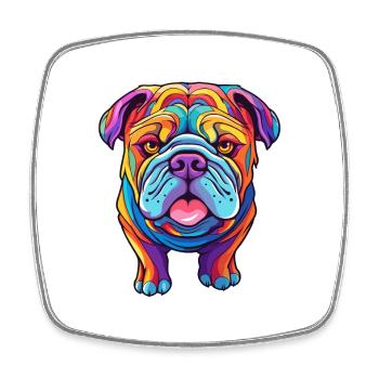Bouledogue anglais race de chien Cartoon Kawaii Illustrat - Magnet carré - blanc - Devant