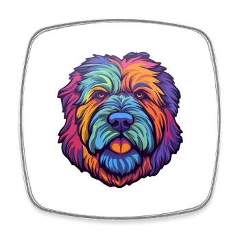 Bouvier Des Flandres Race De Chien Cartoon Kawaii Illu - Magnet carré - blanc - Devant