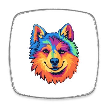 Finnish Lapphund Dog Breed Cartoon Kawaii Illustra - Square fridge magnet - white - Front