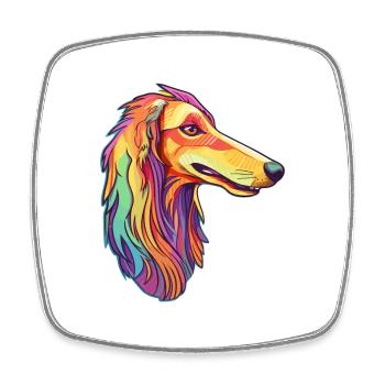 Borzoi Dog Breed Cartoon Kawaii Illustration - Square fridge magnet - white - Front