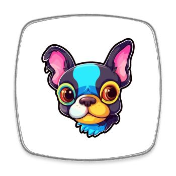 Boston Terrier chien race Cartoon Kawaii Illustrati - Magnet carré - blanc - Devant