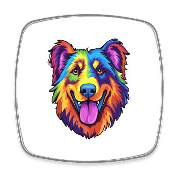 Race de chien de berger d’Europe de l’Est Cartoon Kawaii Il - Magnet carré - blanc - Devant