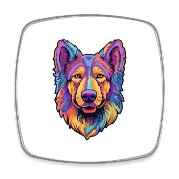 Bohemian Shepherd Dog Breed Cartoon Kawaii Illustr - Square fridge magnet - white - Front